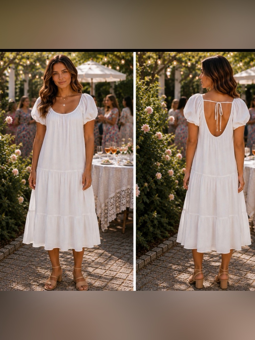 Honorine Elodie White Cotton Gauze Tiered Maxi Dress NWT Size Small Boho
